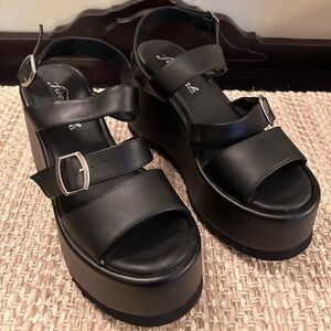 Free People Chelsea Platform Black Women's Size 37 Sandal Y2K Goth Alt Festive